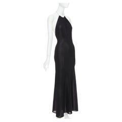 ALEXANDRE VAUTHIER black fine knit crystal encrusted rope halter open back dress
