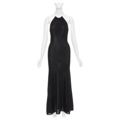 ALEXANDRE VAUTHIER black fine knit crystal encrusted rope halter open back dress