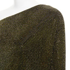 ALEXANDRE VAUTHIER black gold strass crystal asymmetric one shoulder mini dress