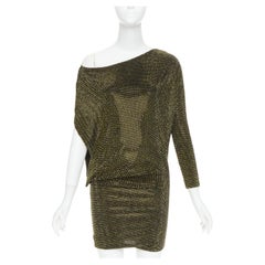 ALEXANDRE VAUTHIER black gold strass crystal asymmetric one shoulder mini dress