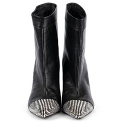 ALEXANDRE VAUTHIER black leather CHA CHA CRYSTAL Ankle Boots Shoes 36