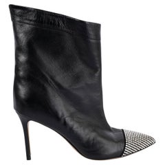 ALEXANDRE VAUTHIER black leather CHA CHA CRYSTAL Ankle Boots Shoes 36