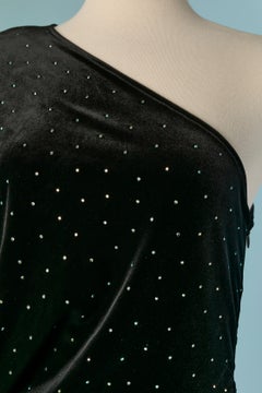 Alexandre Vauthier Black One Shoulder Stretch Velvet Jumpsuit SS2023