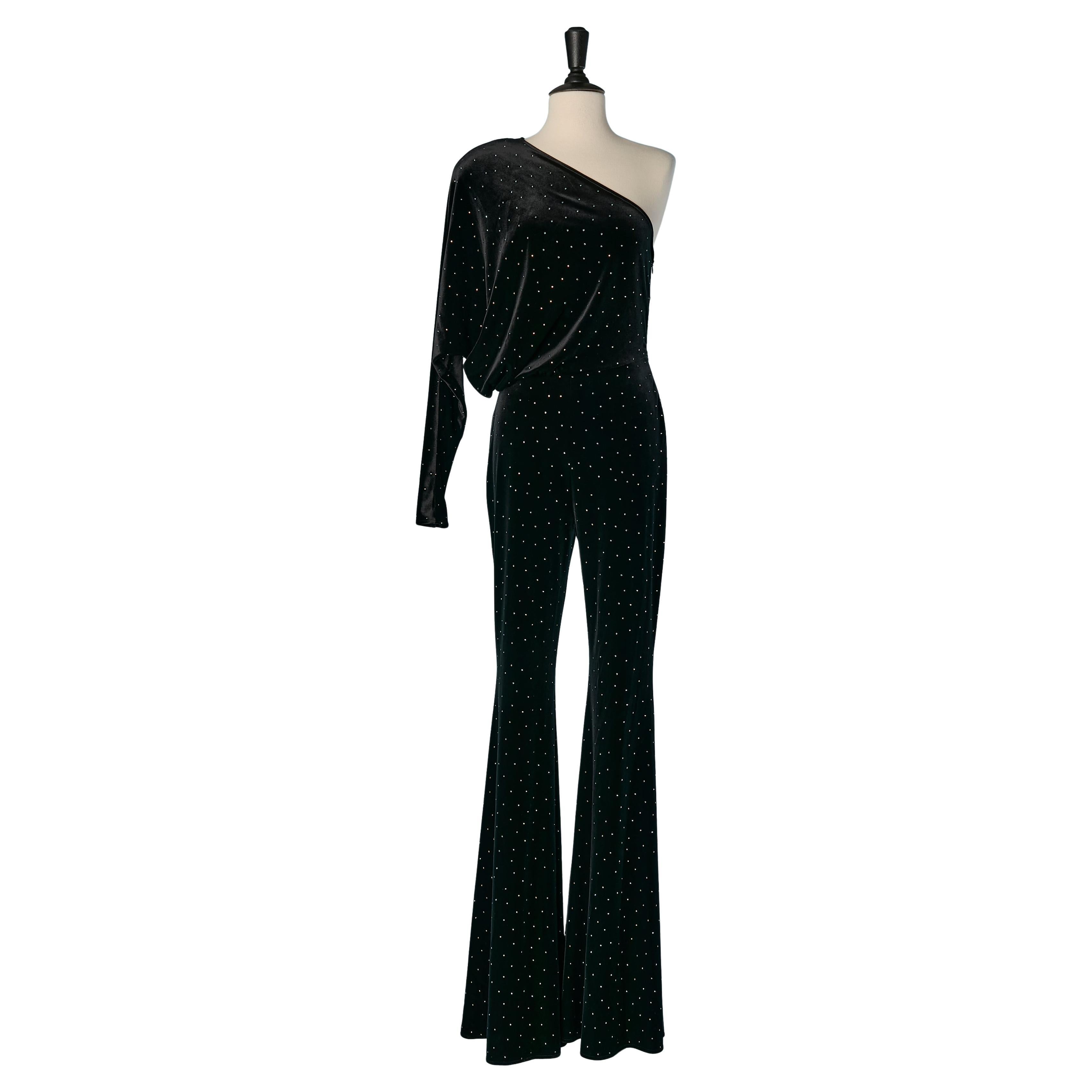 Alexandre Vauthier Noir Combinaison asymétrique en velours stretch SS2023 New en vente