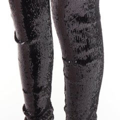 ALEXANDRE VAUTHIER black pailette sequins stretchy legging pants