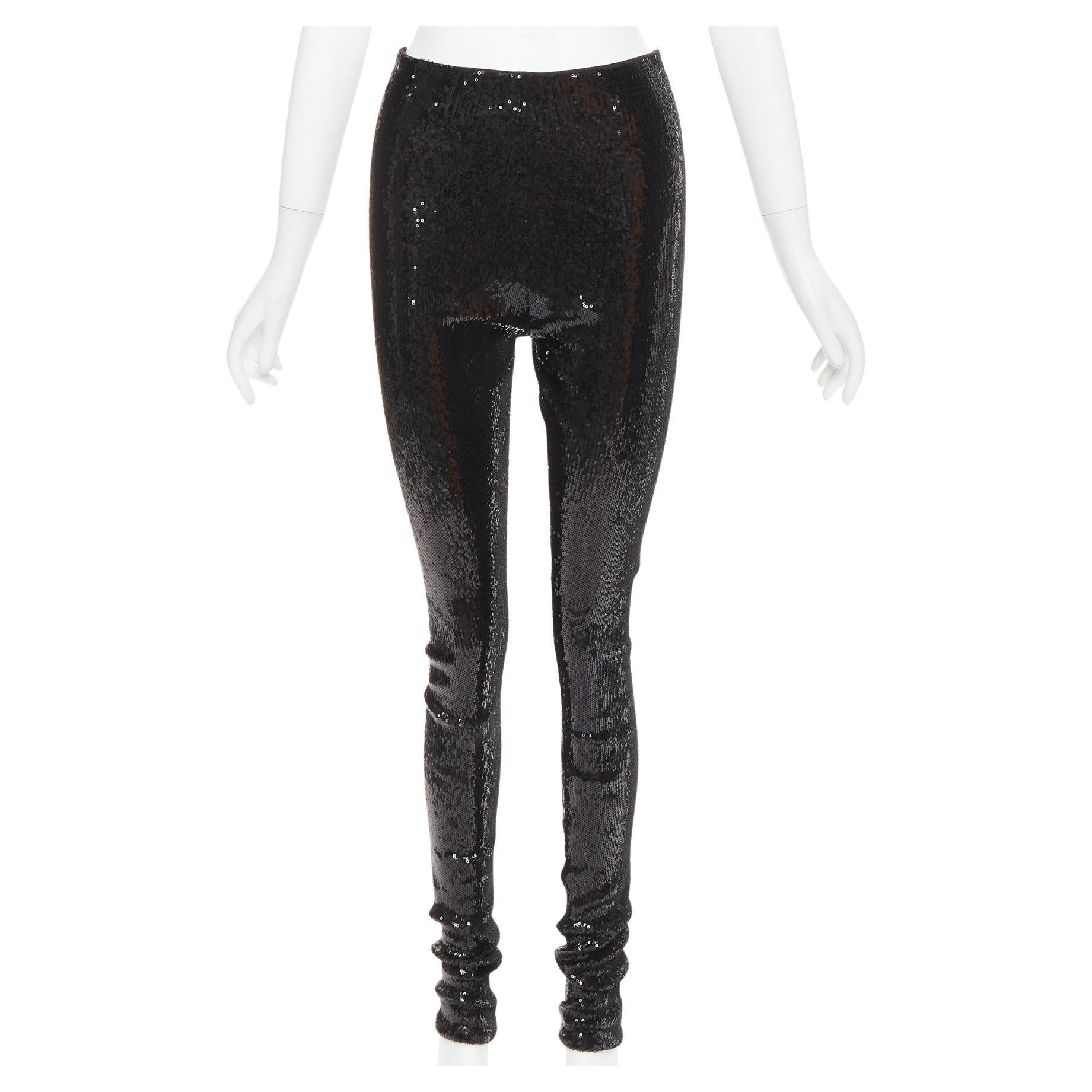 ALEXANDRE VAUTHIER schwarze, mit Pailletten besetzte Stretch-Legging-Hose