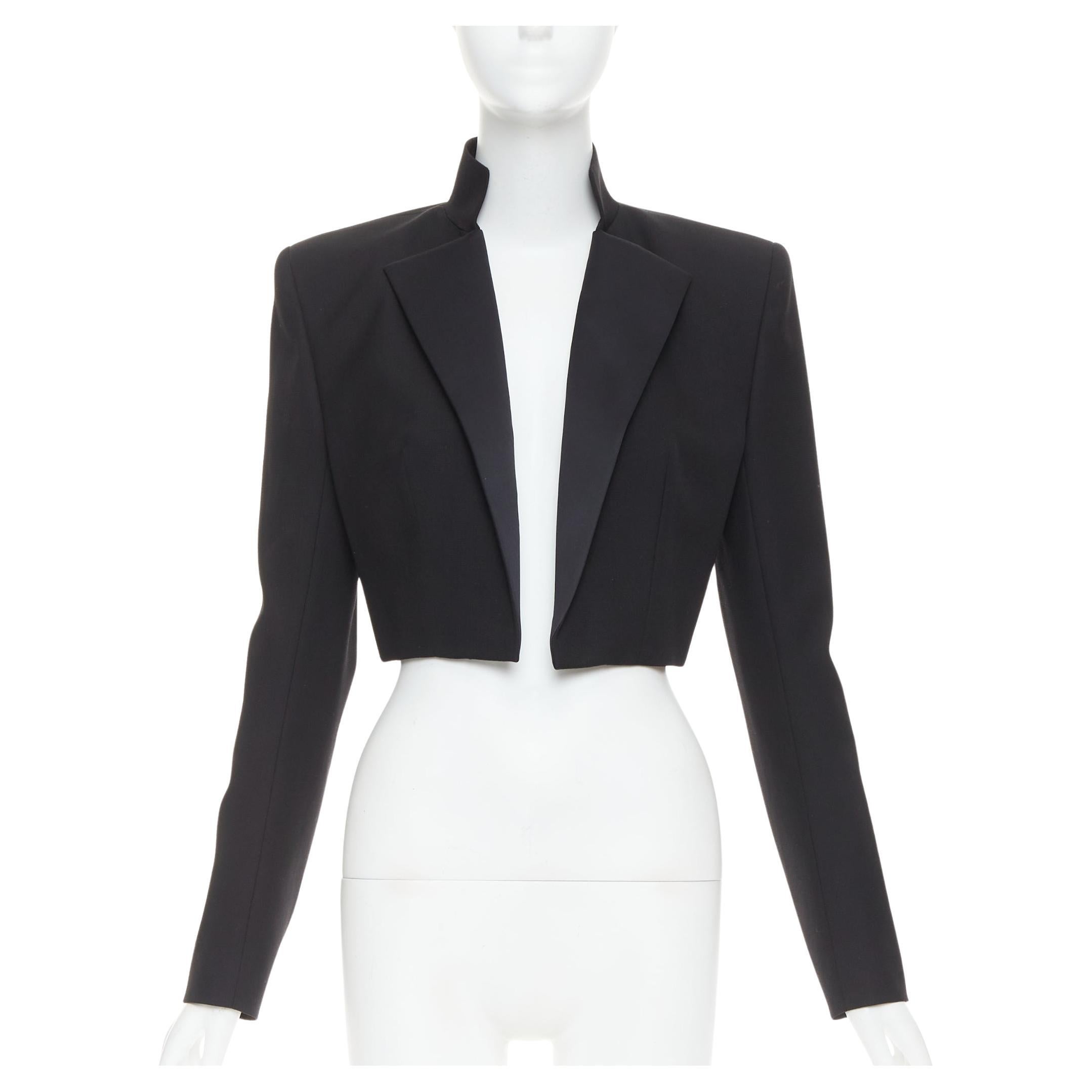 ALEXANDRE VAUTHIER Schwarzer Pop Stehkragen Kurzer Blazer Smokingjacke