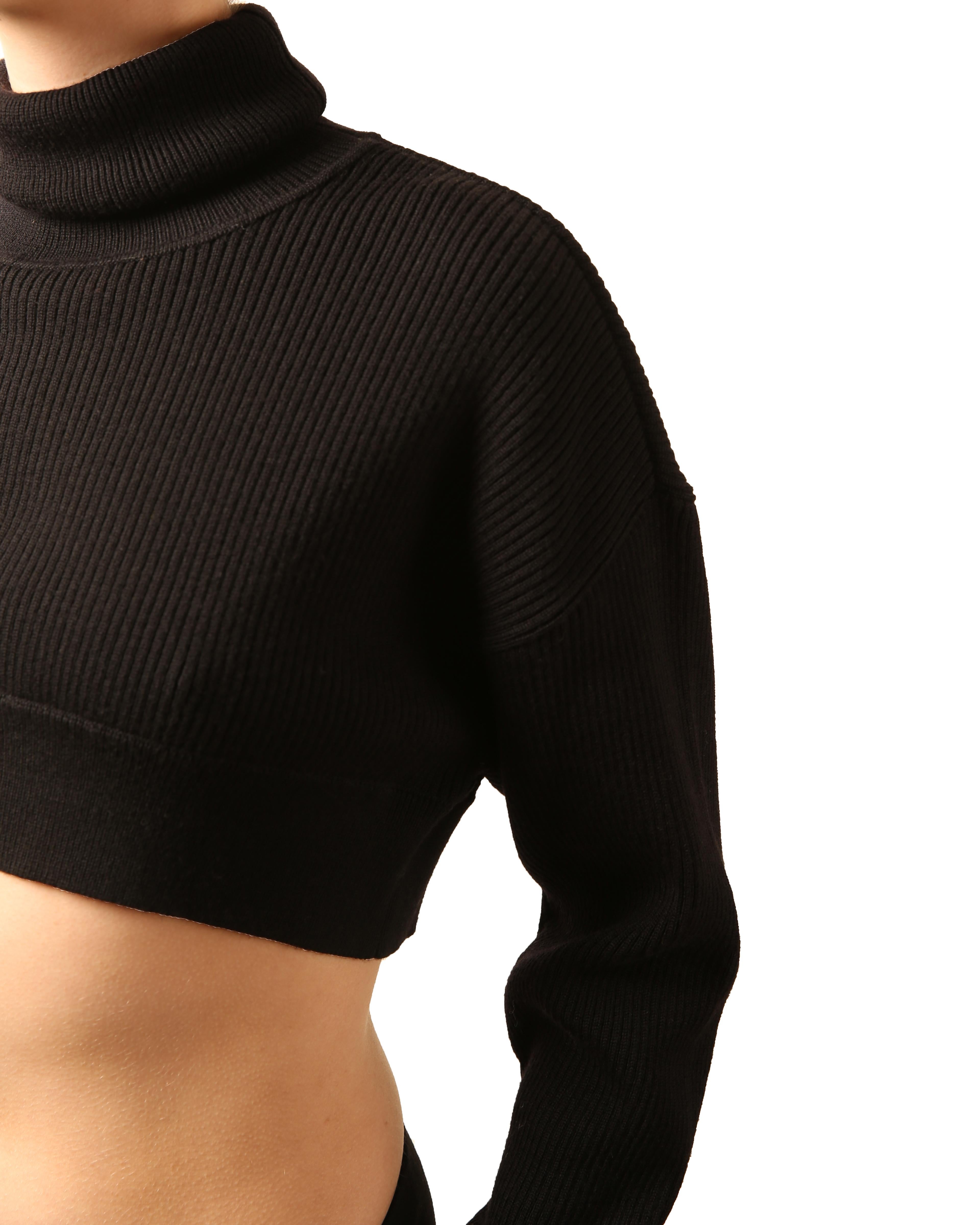 Pull en laine surdimensionné Alexandre Vauthier noir à col roulé et nervuré en forme de tortue Pour femmes en vente
