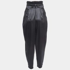 Alexandre Vauthier Black Satin Silk Trousers S