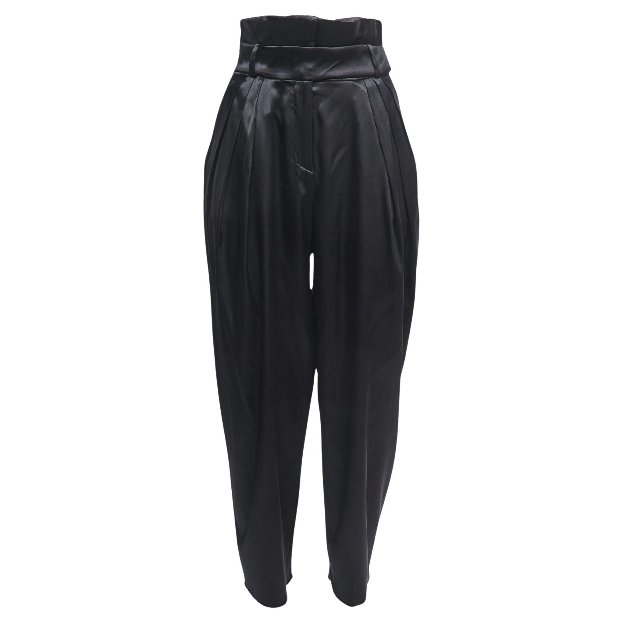 Alexandre Vauthier Black Satin Silk Trousers S