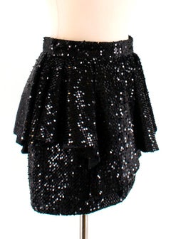 Alexandre Vauthier Black Sequin Ruffled Mini Skirt - Size US6