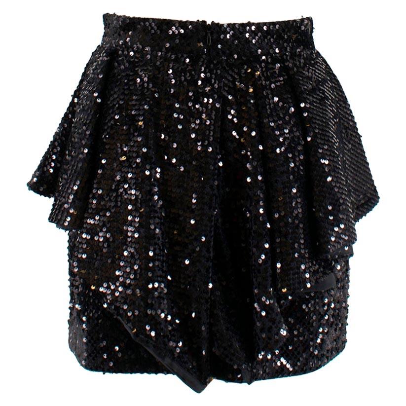 Alexandre Vauthier Black Sequin Ruffled Mini Skirt - Size US6