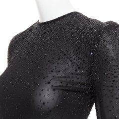 ALEXANDRE VAUTHIER black sheer degrade crystal long sleeve long train gown dress