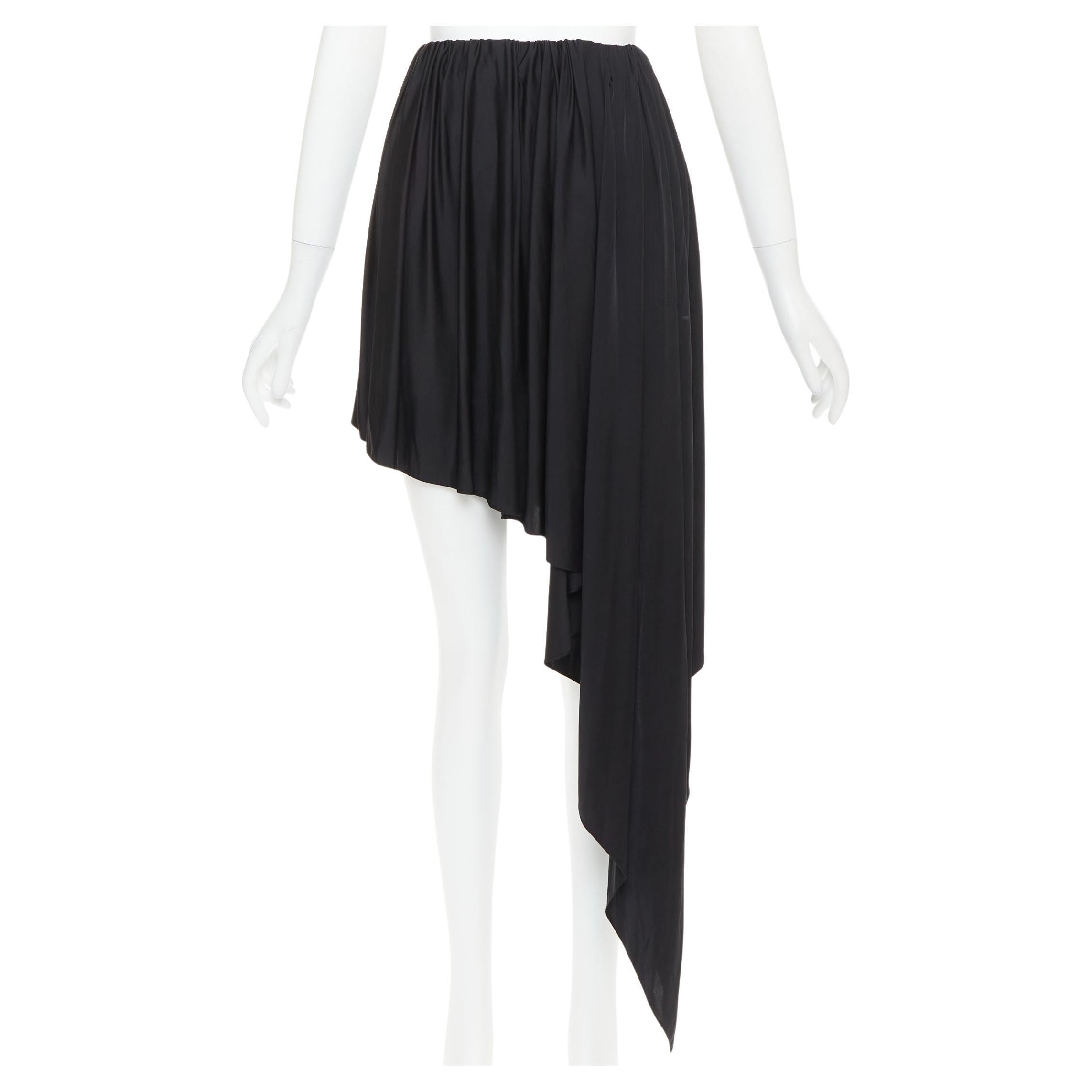 ALEXANDRE VAUTHIER Schwarzer glänzender, asymmetrisch drapierter Rock aus Stretch-Jersey