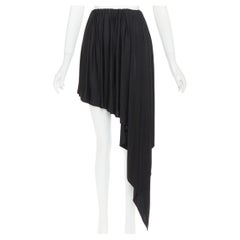 ALEXANDRE VAUTHIER Schwarzer glänzender, asymmetrisch drapierter Rock aus Stretch-Jersey