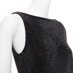 ALEXANDRE VAUTHIER black strass crystal embellished asymmetric draped mini dress