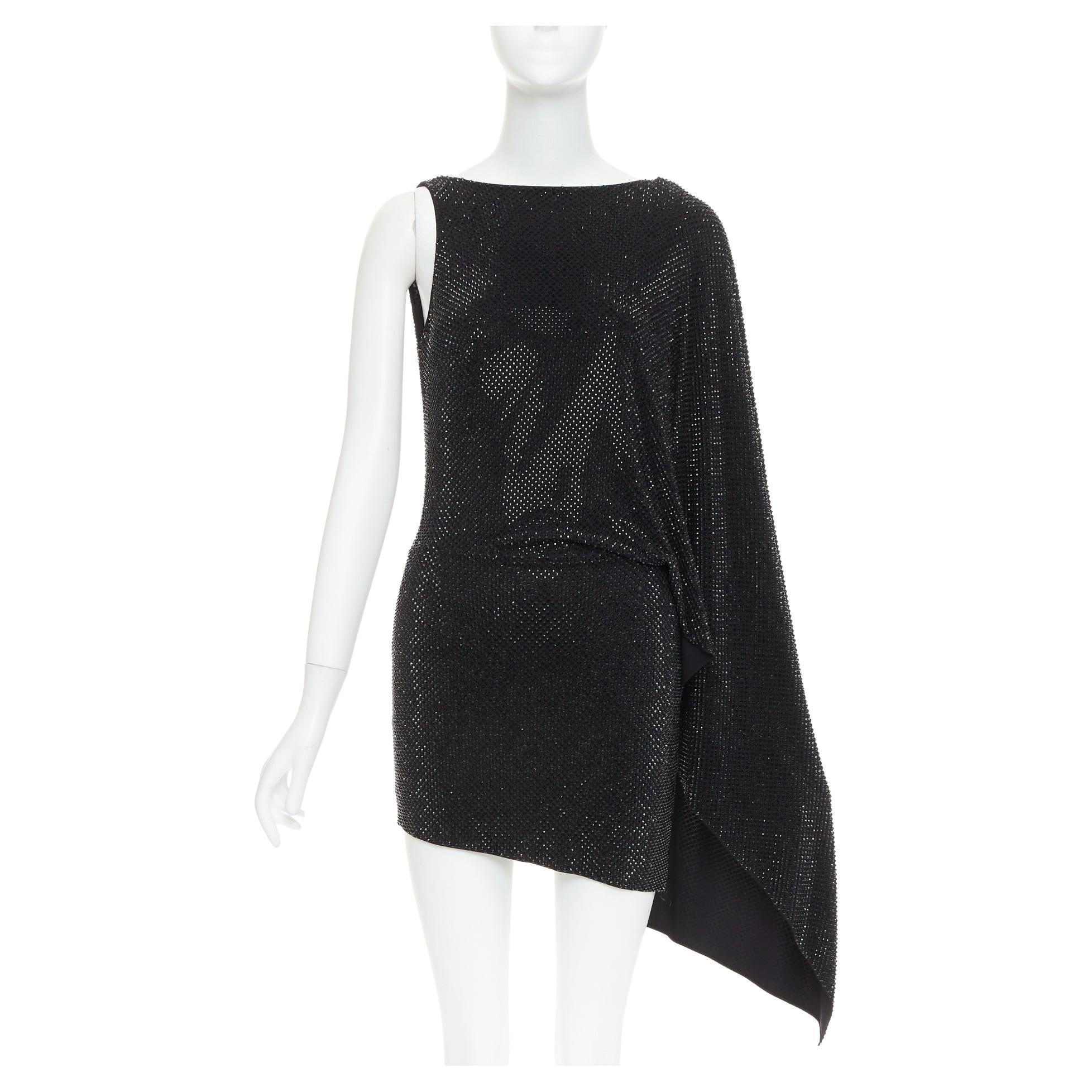 ALEXANDRE Vauthier mini abito asimmetrico drappeggiato con strass e cristalli neri