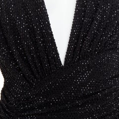 ALEXANDRE VAUTHIER Vestido drapeado con hombros acolchados y strass de cristal negro Power shoulder