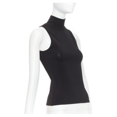 ALEXANDRE VAUTHIER black stretch knit high neck zip back sleeveless top