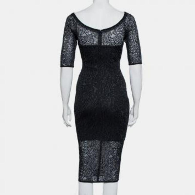 Alexandre Vauthier Black Stretch Lace Bodycon Dress M For Sale 1