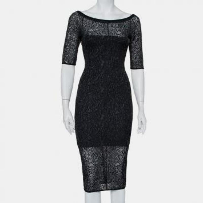 Alexandre Vauthier Black Stretch Lace Bodycon Dress M For Sale 2