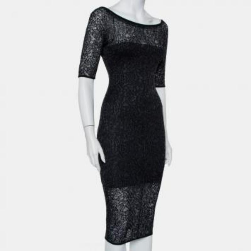 Alexandre Vauthier Black Stretch Lace Bodycon Dress M For Sale 3