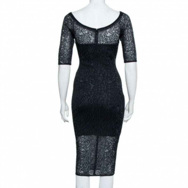Alexandre Vauthier Black Stretch Lace Bodycon Dress M For Sale 4