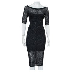 Alexandre Vauthier Black Stretch Lace Bodycon Dress M