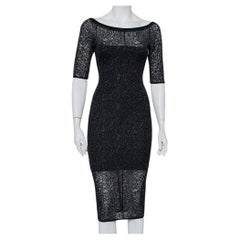 Alexandre Vauthier Black Stretch Lace Bodycon Dress M