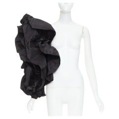 ALEXANDRE VAUTHIER black taffeta voluminous ruffle dramatic single sleeve XS