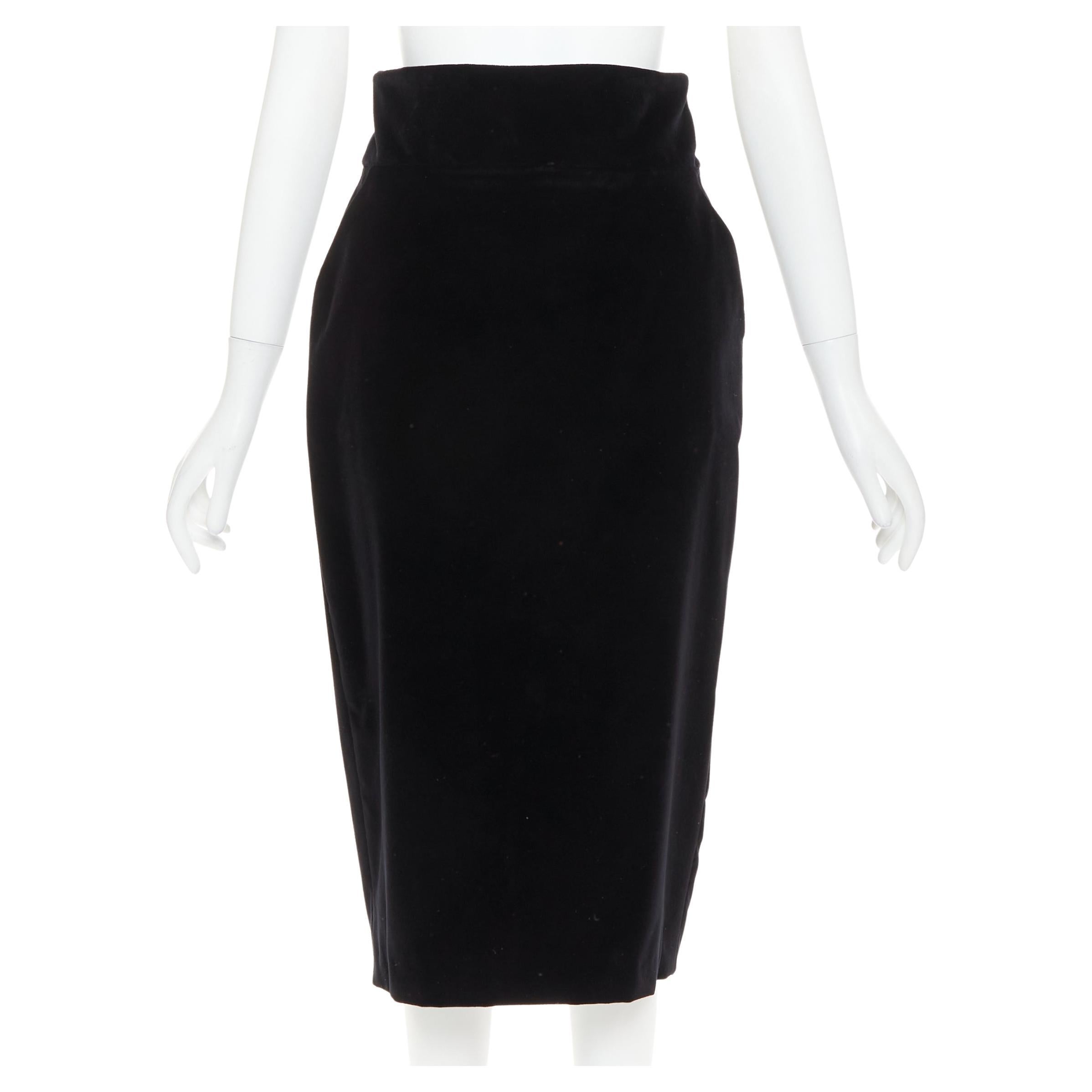 ALEXANDRE VAUTHIER Schwarzer Bleistiftrock aus Samt mit hoher Taille und zwei Taschen mit Rückenschlitz