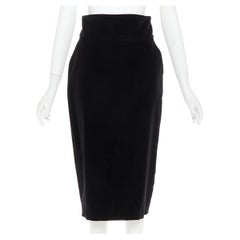 ALEXANDRE VAUTHIER Schwarzer Bleistiftrock aus Samt mit hoher Taille und zwei Taschen mit Rückenschlitz