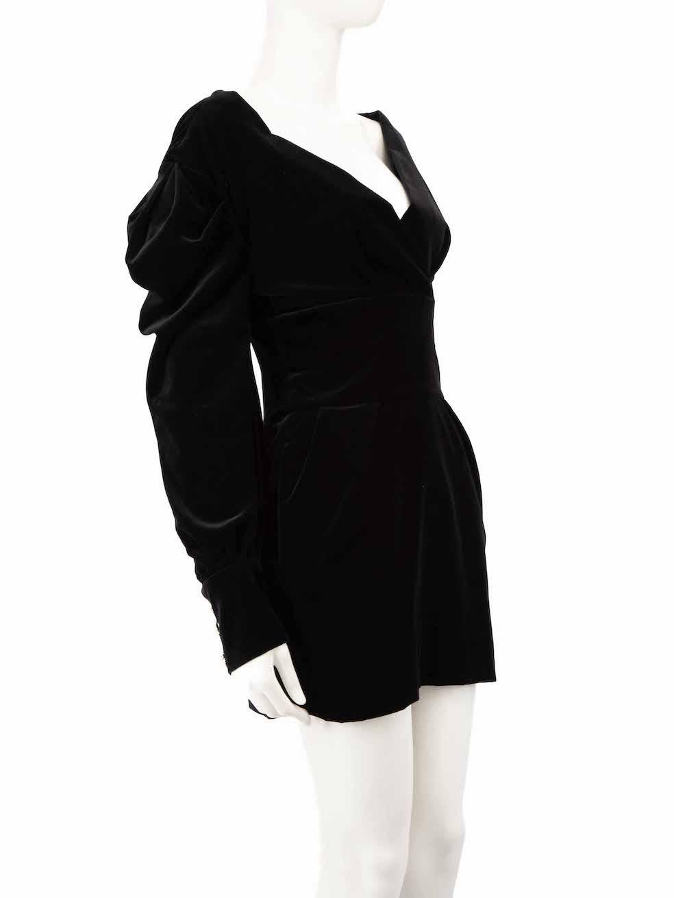 CONDITION is Very good. Hardly any visible wear to dress is evident on this used Alexandre Vauthier designer resale item.
 
 
 
 Details
 
 
 Black
 
 Velvet
 
 Dress
 
 Mini
 
 Long sleeves
 
 Buttoned cuffs
 
 V-neck
 
 Back zip and hook