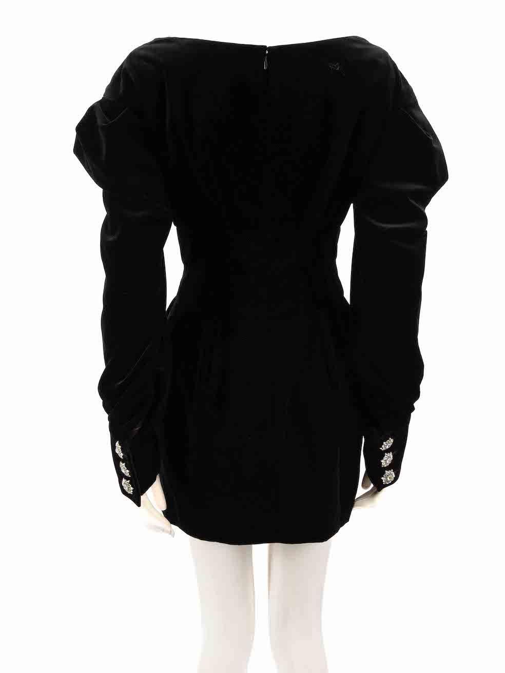 Alexandre Vauthier Black Velvet Long Sleeve Dress Size M In Good Condition For Sale In London, GB