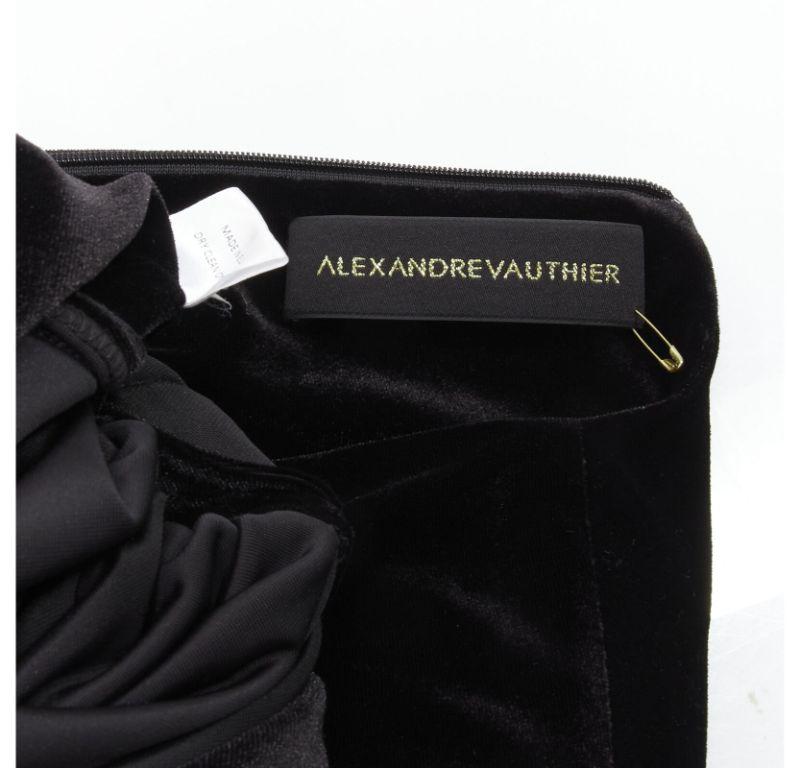 ALEXANDRE VAUTHIER black velvet plunge neck wrap bow draped mini dress FR34 XS For Sale 3
