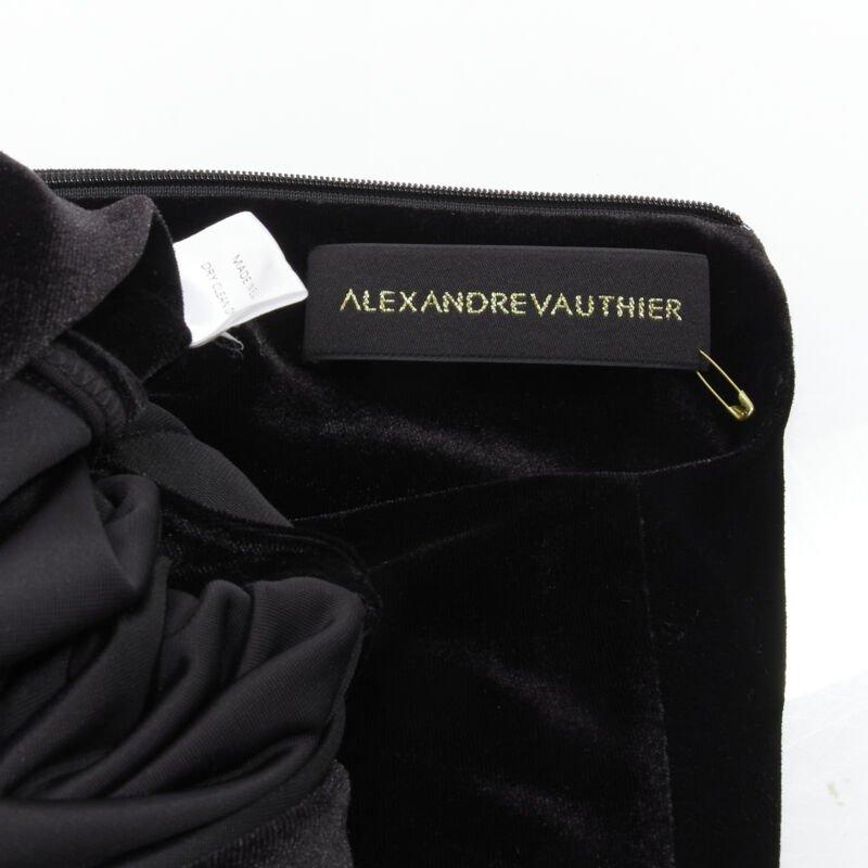 ALEXANDRE VAUTHIER black velvet plunge neck wrap bow draped mini dress FR34 XS For Sale 3
