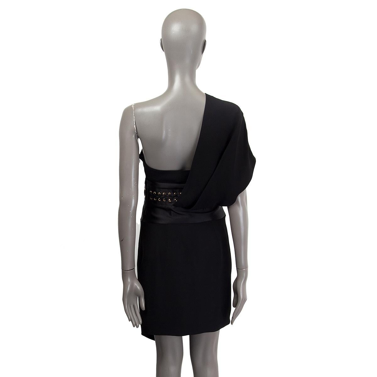 ALEXANDRE VAUTHIER black viscose ASYMMETRIC ONE SHOULDER Dress 38 S In Excellent Condition For Sale In Zürich, CH