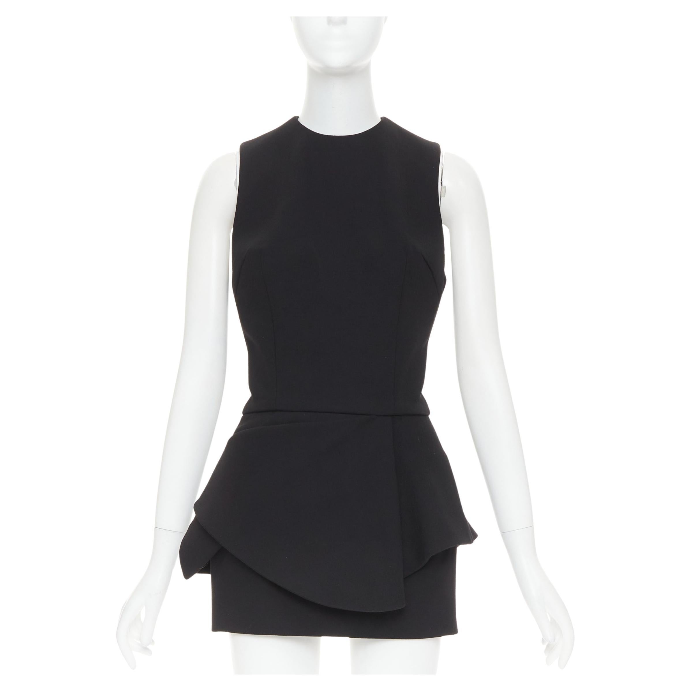 ALEXANDRE VAUTHIER black wool crepe asymmetric peplum ruffle dress