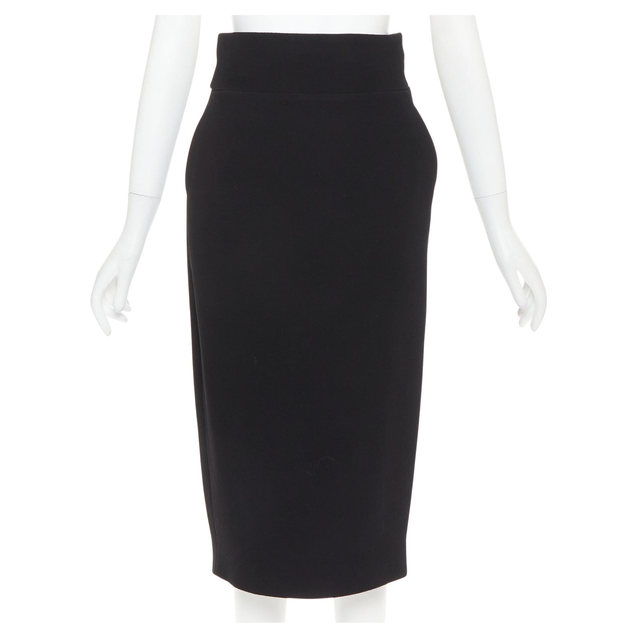 ALEXANDRE VAUTHIER Schwarzer Woll-Crêpe-Bleistiftrock mit hoher Taille und Schlitz hinten