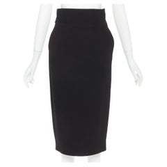 ALEXANDRE VAUTHIER Schwarzer Woll-Crêpe-Bleistiftrock mit hoher Taille und Schlitz hinten