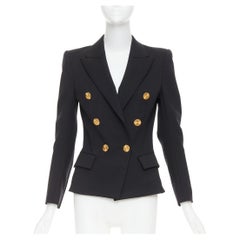 ALEXANDRE VAUTHIER Doppelreihiger Blazer aus Wolle mit goldenen Sonnenschliffknöpfen