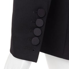 ALEXANDRE VAUTHIER black wool satin peak lapel single breasted tuxedo blazer
