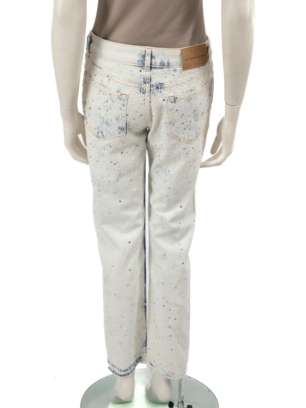 Gray Alexandre Vauthier Blue Denim Embellished Jeans Size M For Sale