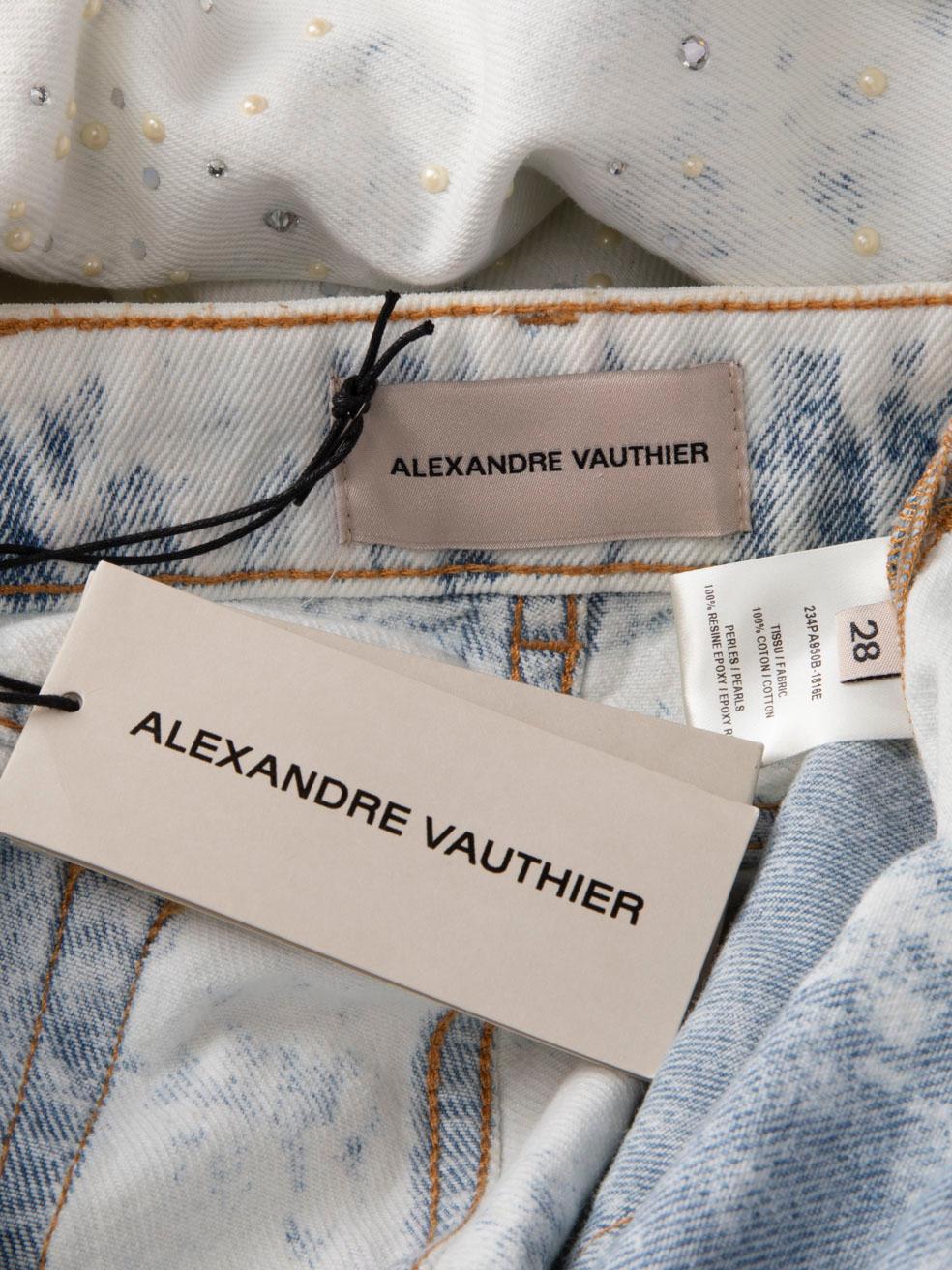 Women's Alexandre Vauthier Blue Denim Embellished Jeans Size M For Sale