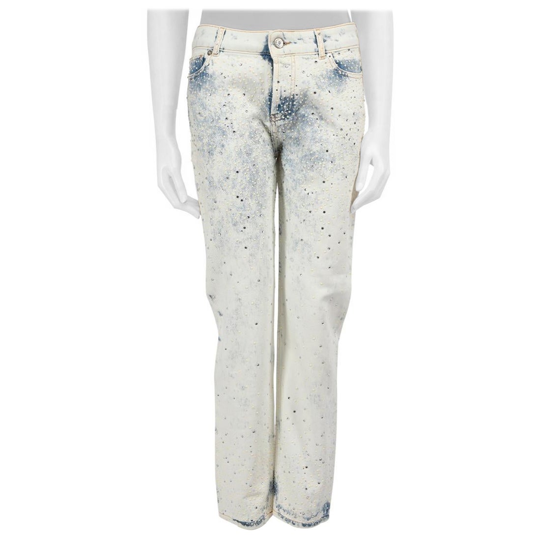 Alexandre Vauthier Jeans blu in denim impreziositi taglia M. in vendita
