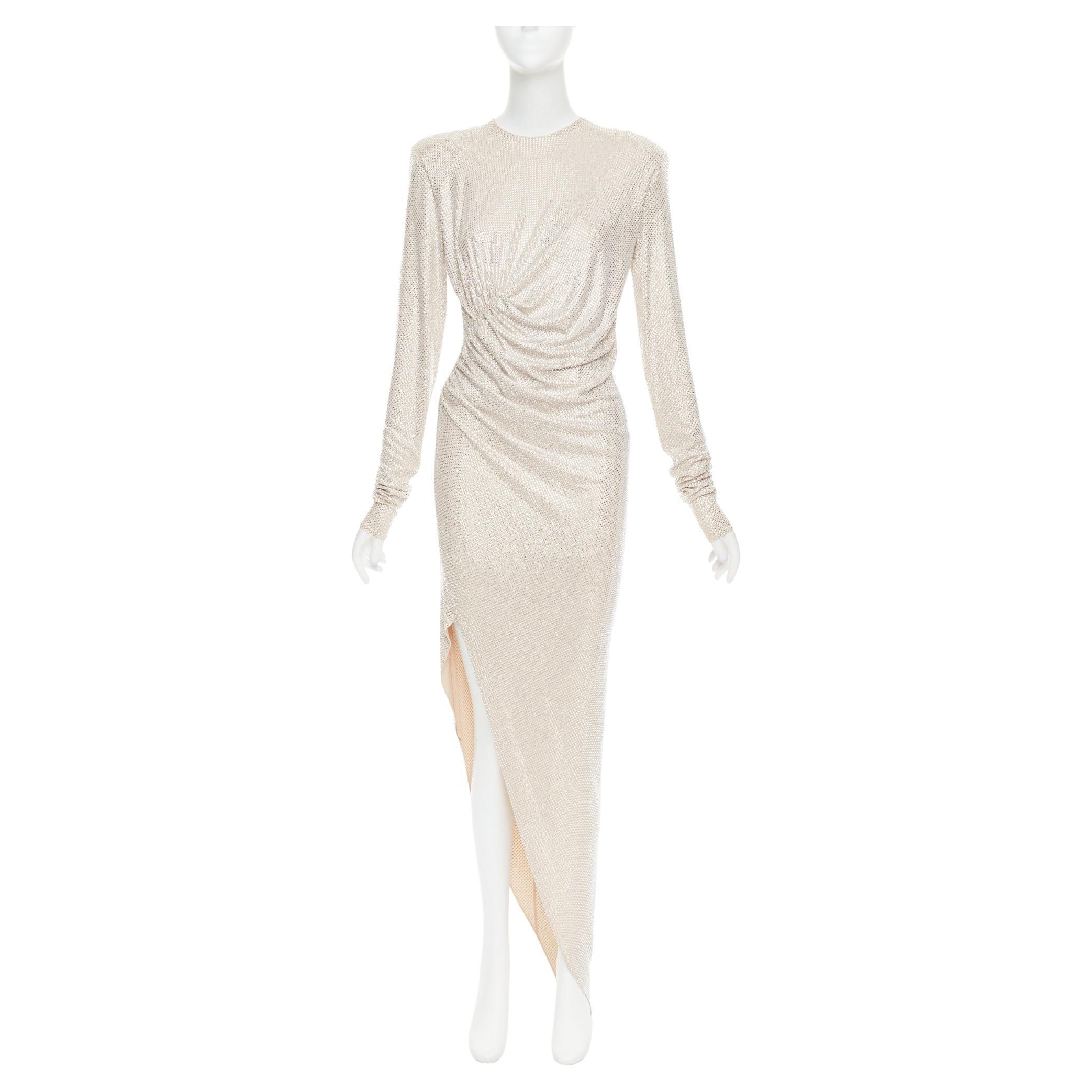 ALEXANDRE VAUTHIER Brautkleid Elfenbein Diamant Strass Kristall asymmetrisch drapiertes Kleid