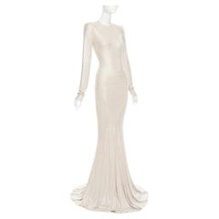 ALEXANDRE VAUTHIER Bridal ivory diamond strass crystal long sleeve gown dress