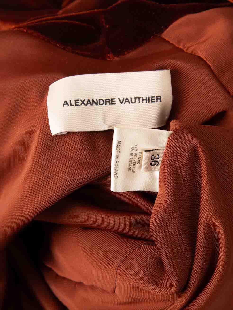 Alexandre Vauthier Brown Velvet Ruched Maxi Dress Size S For Sale 1