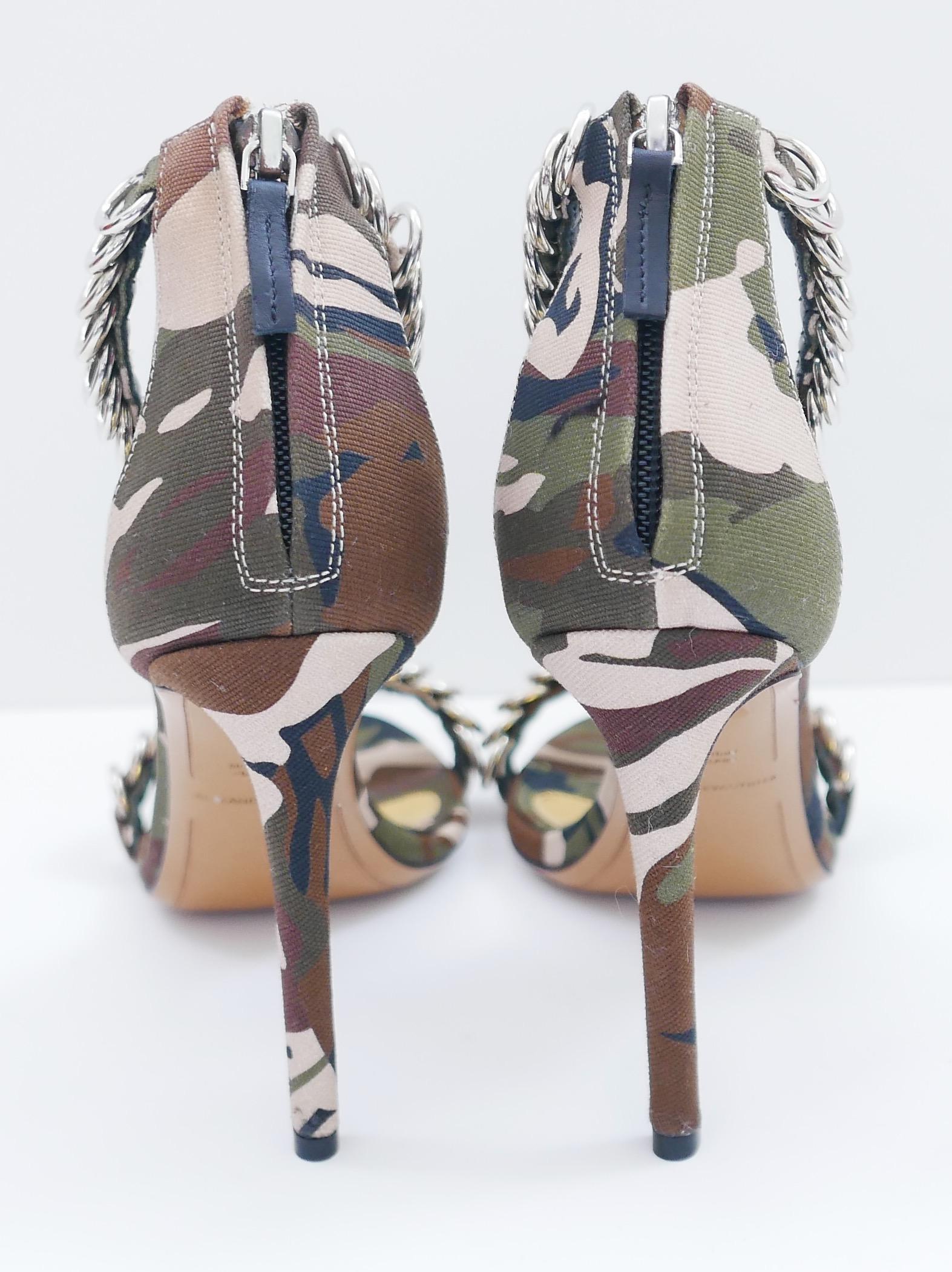 Alexandre Vauthier Camo Printed Chain Trim Sandals For Sale 1