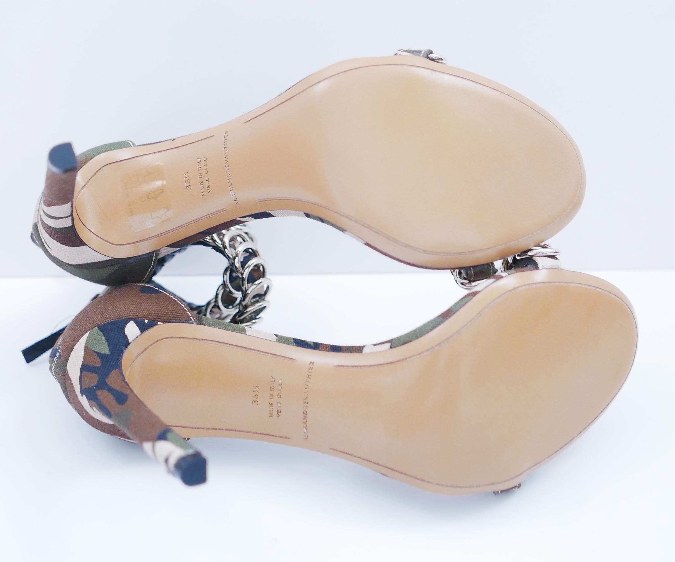 Alexandre Vauthier Camo Printed Chain Trim Sandals For Sale 2